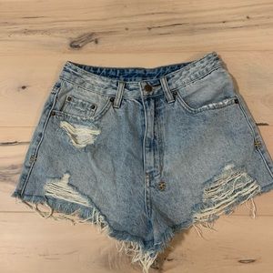 Ksubi High Waist Cutoff Denim Shorts